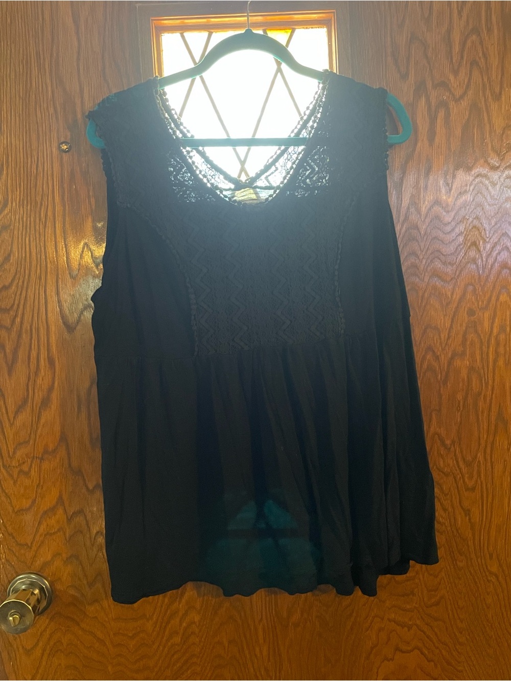 Terra & Sky Black Sleeveless Lace Yoke Camisole